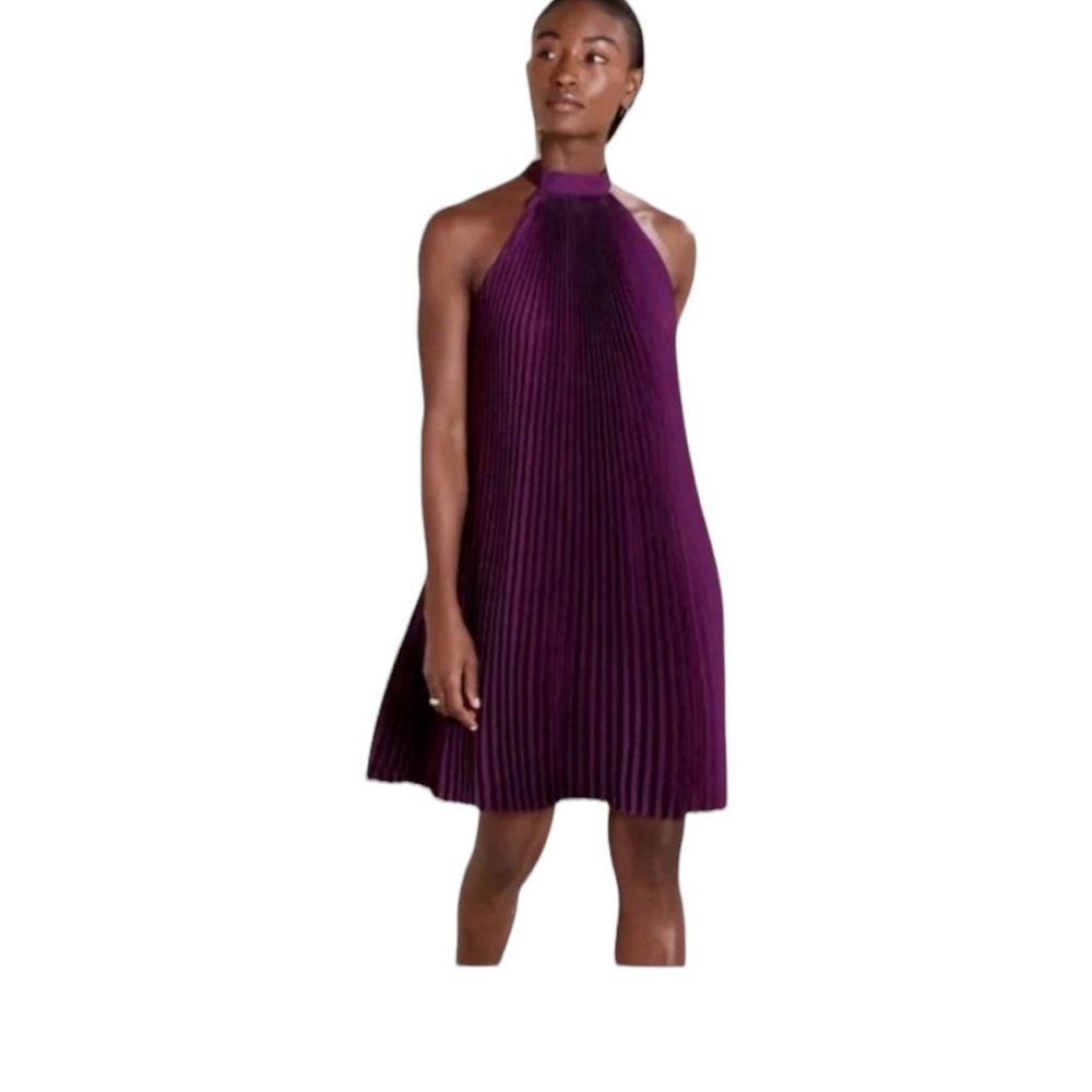 Banana Republic Plum Pleated Band Halter Dress. Size 10.
